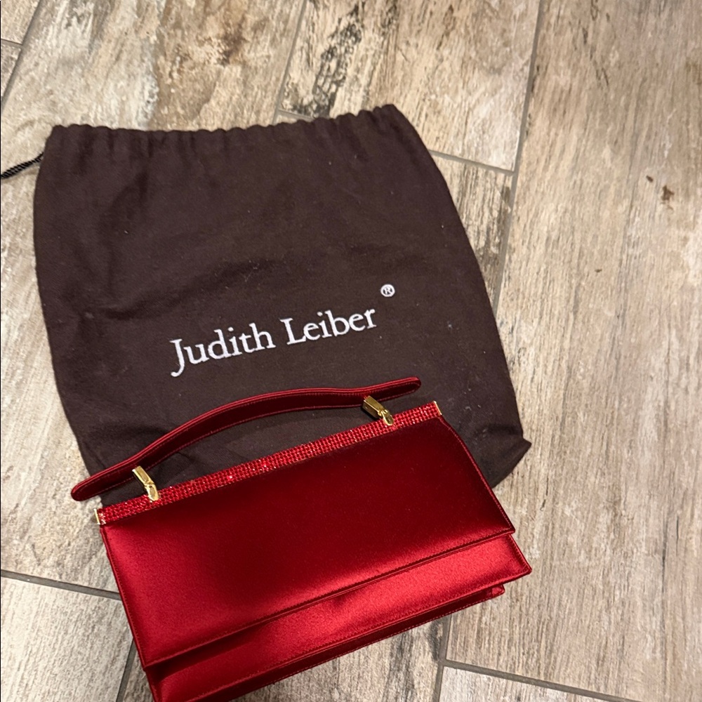 Judith Leiber Scarlet Satin Clutch